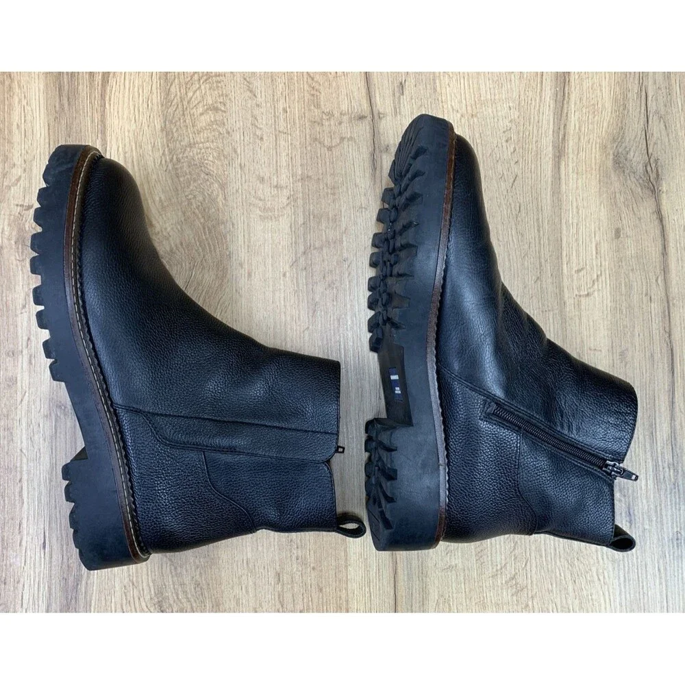 Nordstrom Women Miller 2 Lea Ankle Boots Black Leather Water Resistant Size 10 M